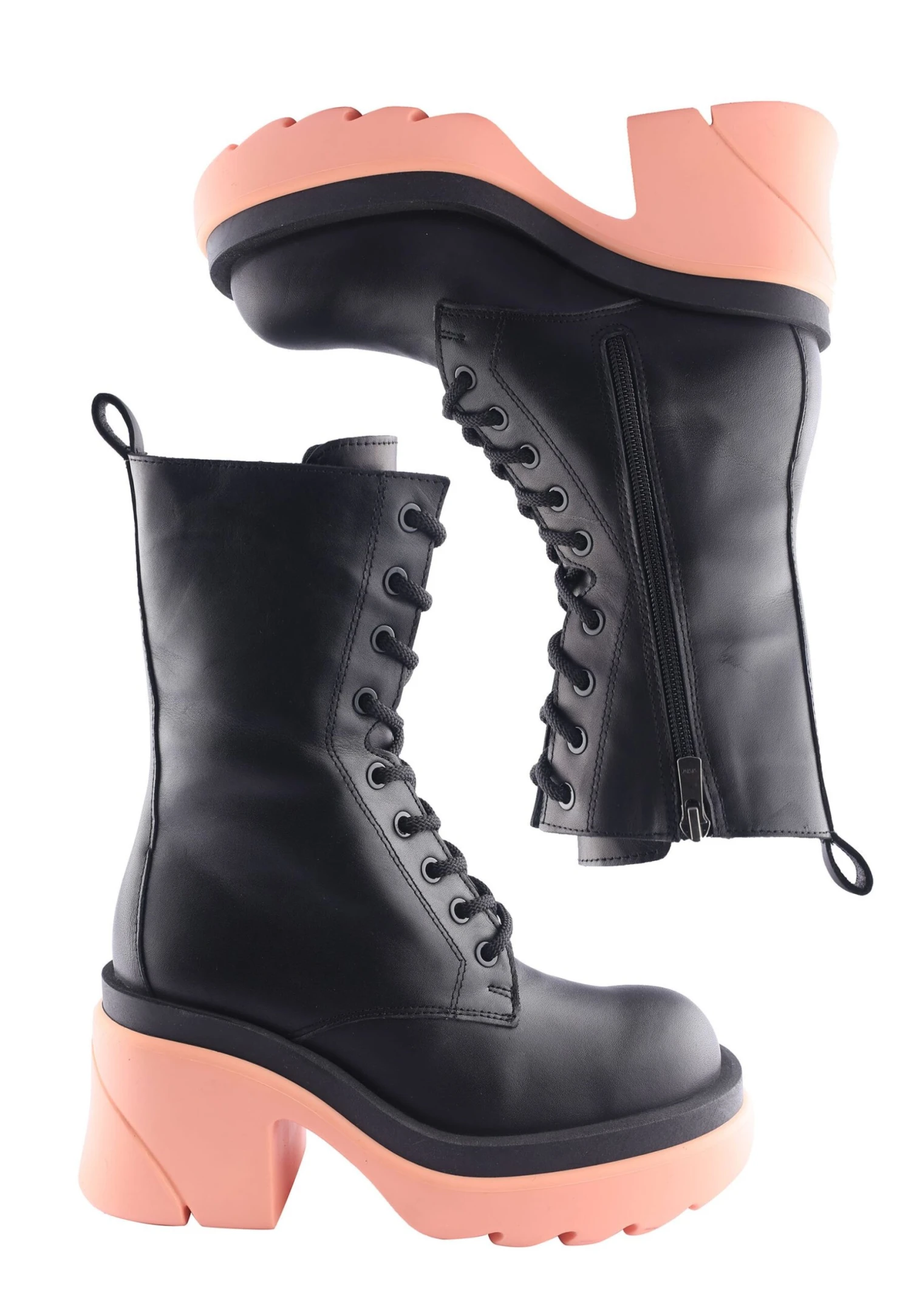 Antrakto - Enkellaarsjes Met Hoge Hak - Black/Pink 5 Antrakto - Enkellaarsjes Met Hoge Hak - Black/Pink - Afbeelding 5