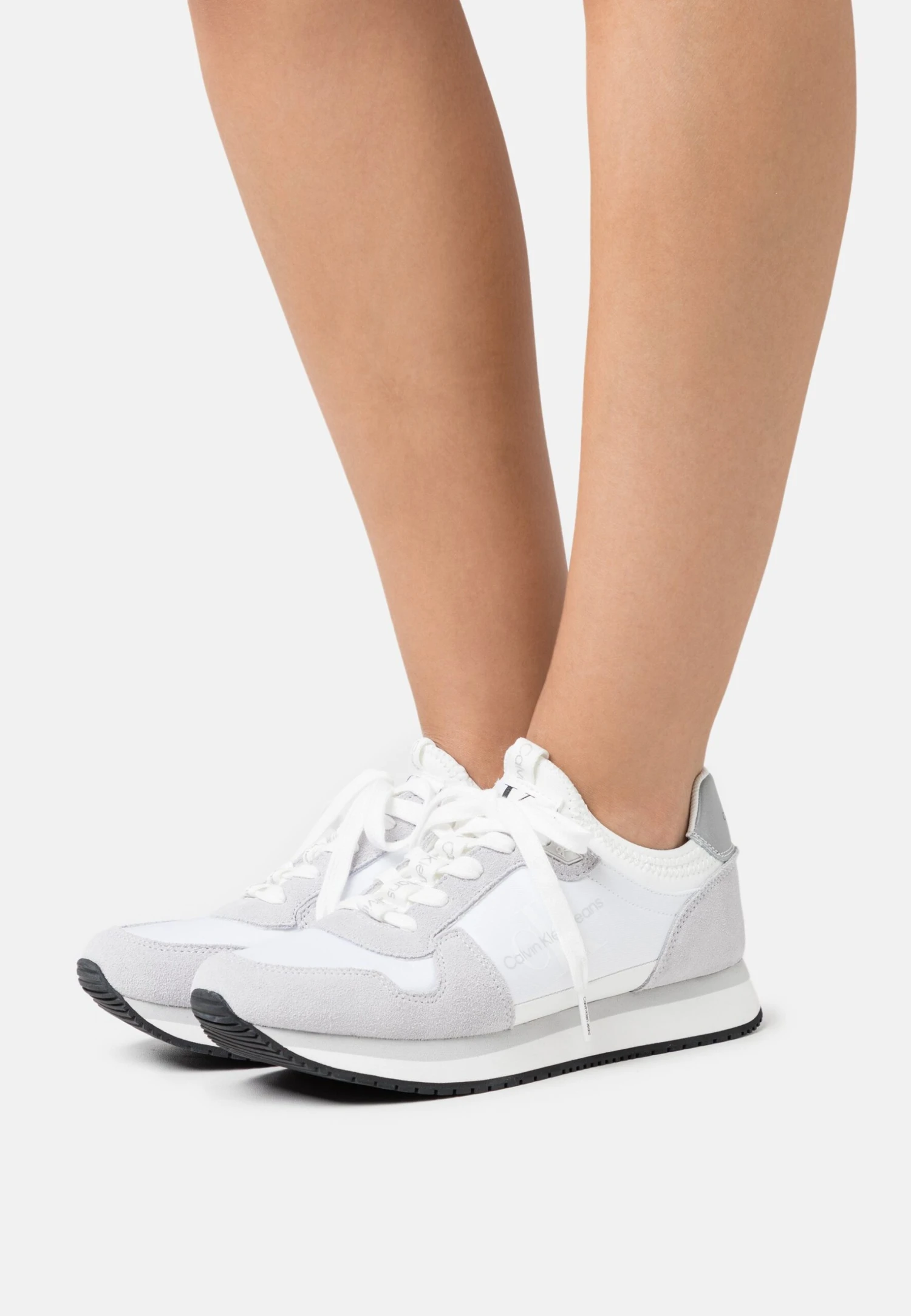 Calvin Klein Jeans Runner Sock Laceup - Sneakers Laag - Bright White/Oyster Mushroom 1 Calvin Klein Jeans Runner Sock Laceup - Sneakers Laag - Bright White/Oyster Mushroom