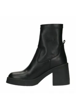 Mit Plateauabsatz - Enkellaarsjes Met Hoge Hak - Black