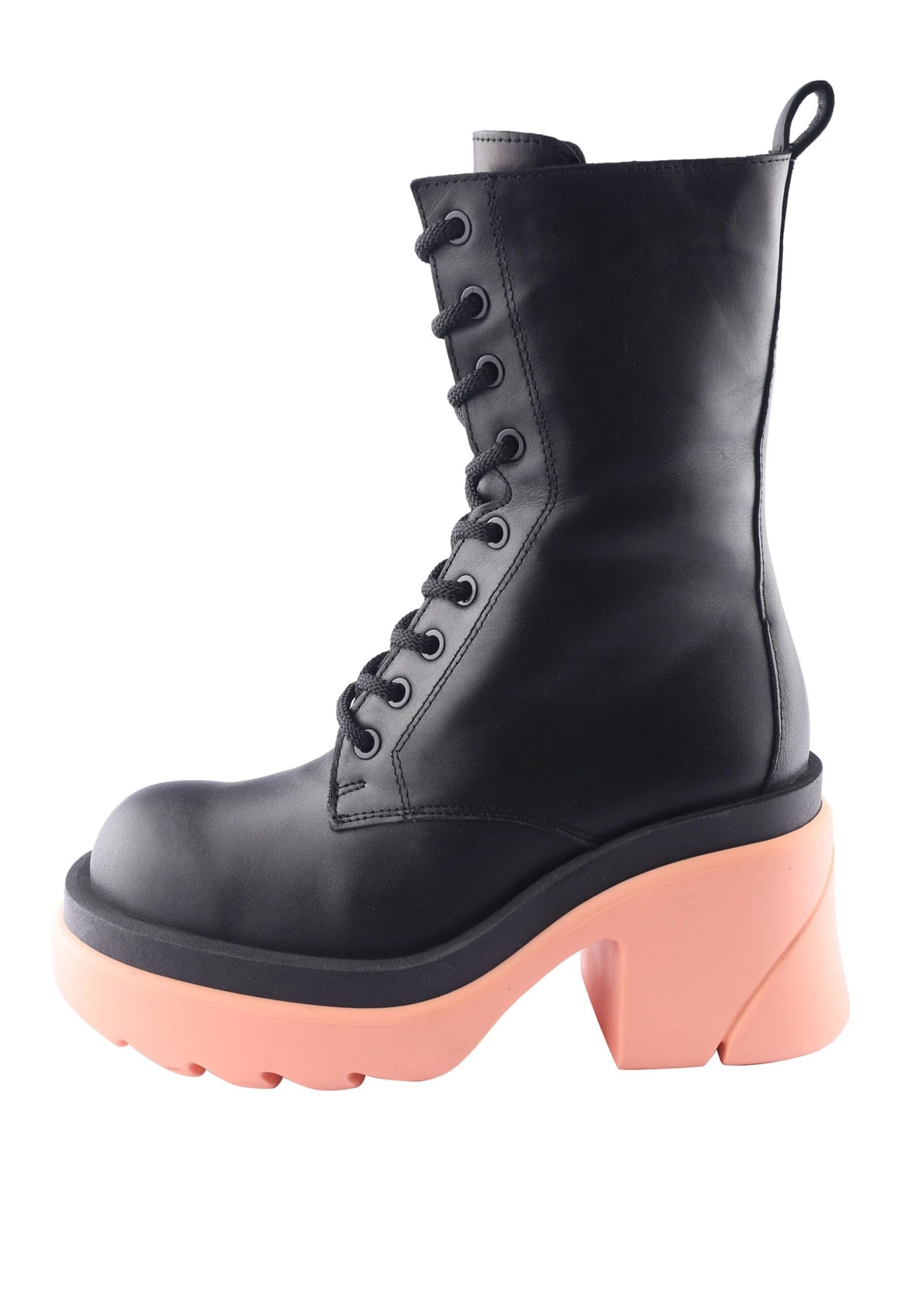 Antrakto - Enkellaarsjes Met Hoge Hak - Black/Pink 1 Antrakto - Enkellaarsjes Met Hoge Hak - Black/Pink