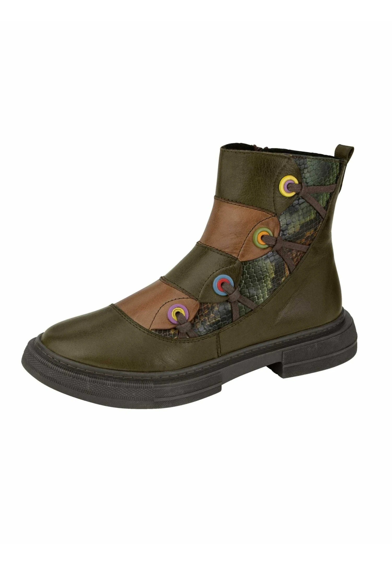 Gemini Enkellaarsjes Met Plateauzool - Khaki 2 Gemini Enkellaarsjes Met Plateauzool - Khaki - Afbeelding 2