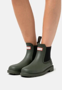 Hunter ORIGINAL Womens Commando Chelsea Boot Vegan - Regenlaarzen - Dark Olive