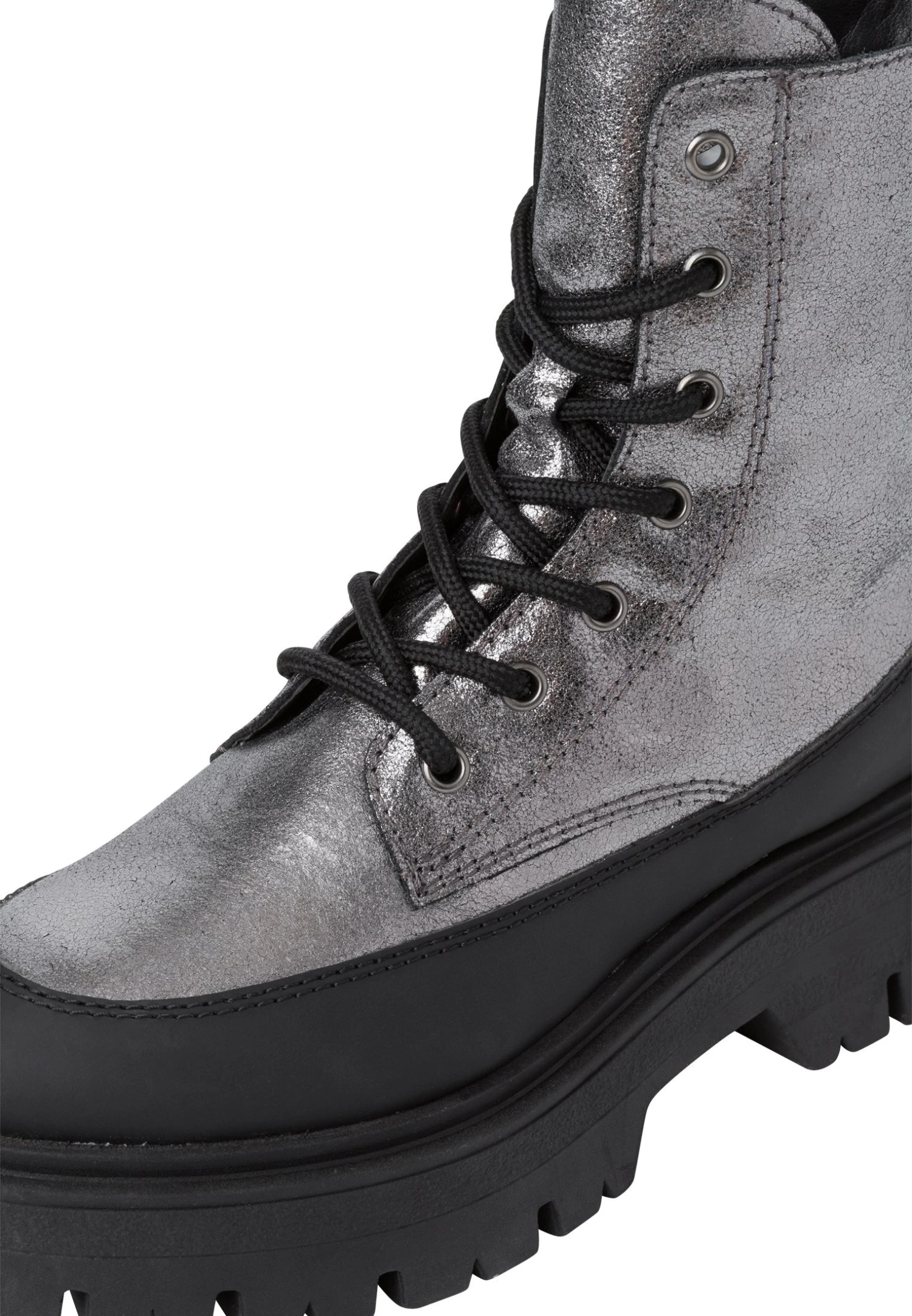 Tamaris Stiefelette - Enkellaarsjes Met Plateauzool - Silver Met Blk 6 Tamaris Stiefelette - Enkellaarsjes Met Plateauzool - Silver Met Blk - Afbeelding 6