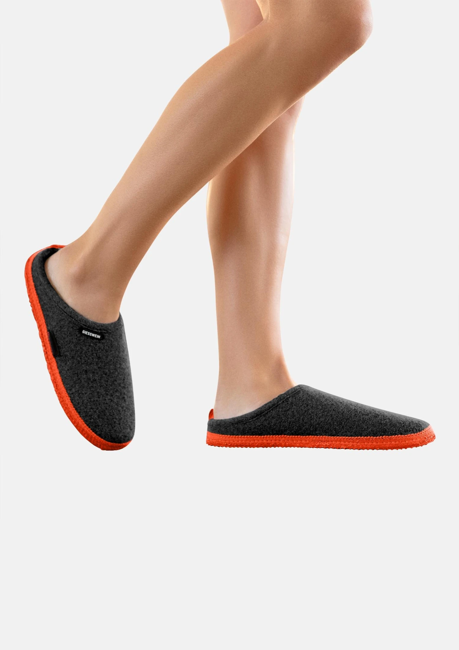 Giesswein Woolpops - Pantoffels - Anthrazit/Neonorange 1 Giesswein Woolpops - Pantoffels - Anthrazit/Neonorange
