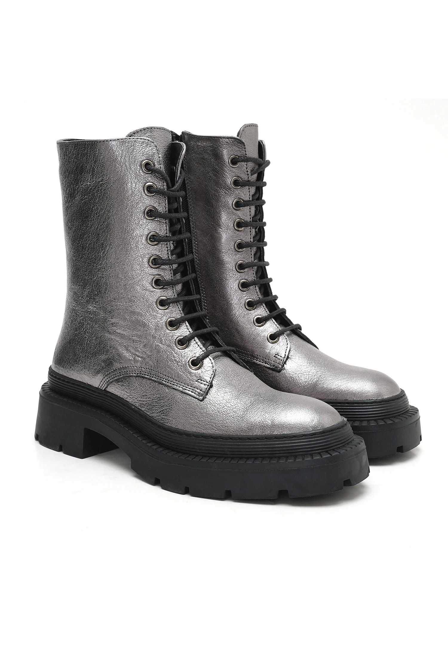 Enkellaarsjes Met Plateauzool - Silver Coloured 2 Enkellaarsjes Met Plateauzool - Silver Coloured - Afbeelding 2