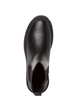 Tamaris Enkellaarsjes Met Plateauzool - Black Leather -Damesschoenen 85c39d7ed4714a55b299431dae6b7c1d