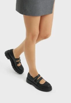 BERSHKA Track SoleWith Buckles - Klassieke Pumps - Black